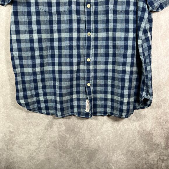 Lucky Brand Shirt Mens XL Blue Plaid Classic Fit Button Up Short Sleeves Western - Picture 3 of 9
